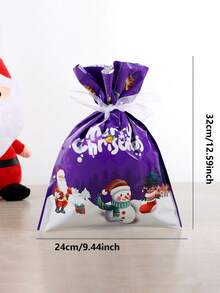 6/30 件糖果袋卡通圣诞老人雪花礼品袋多规格塑料抽绳糖果袋圣诞礼品袋，圣诞节 - 彩色 - 查看 10