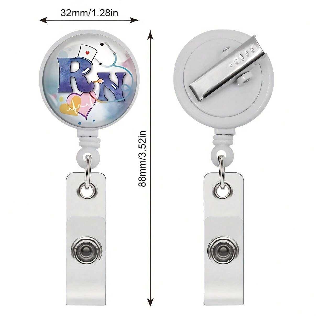 4 Packs RN Nurse Badge Clip Retractable Badge Holders Cute RN Badge