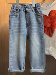 Tween Boys Embroidered Pocket Stretch Denim Jeans - Light Wash - View 5