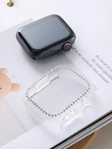 1 pieza Carcasa de PC con diamantes simple y elegante para protección del reloj compatible con Apple Watch Series 10 - Multicolor - Ver 8