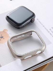 1 pieza Carcasa de PC con diamantes simple y elegante para protección del reloj compatible con Apple Watch Series 10 - Multicolor - Ver 5