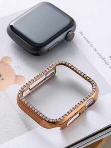 1 pieza Carcasa de PC con diamantes simple y elegante para protección del reloj compatible con Apple Watch Series 10 - Multicolor - Ver 7