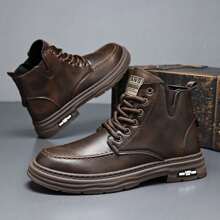 Men High Top Sneakers Casual Shoes Versatile High-Quality Leather Casual Oxfords Chelsea Boots Warm Boots Outdoor Cargo Boots