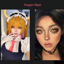 Lalens Lentillas de contacto de color de ojo de gato amarillo sexy "Lalens", lentillas de contacto de ojo de gato blancas para cosplay sexy, lentillas de contacto de color loco "Anime" de 2 piezas con un diámetro de 14.5 mm, una curvatura de 8.6 mm, un contenido de agua anual del 38% y un material hidrófobo rojo del diablo para ojos agrandados, borde bloqueado, populares en Europa y América
