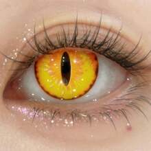 Lalens Lentillas de contacto de color de ojo de gato amarillo sexy "Lalens", lentillas de contacto de ojo de gato blancas para cosplay sexy, lentillas de contacto de color loco "Anime" de 2 piezas con un diámetro de 14.5 mm, una curvatura de 8.6 mm, un contenido de agua anual del 38% y un material hidrófobo rojo del diablo para ojos agrandados, borde bloqueado, populares en Europa y América