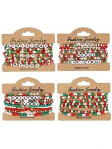 圣诞手链 米珠 聚合物粘土 多层串珠手链 女士 - 彩色 - 查看 8