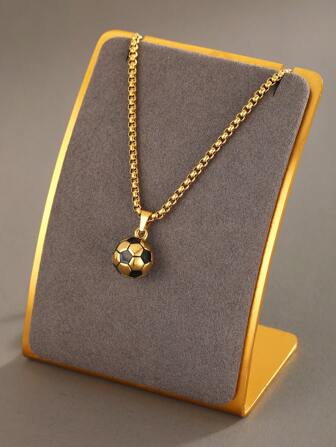 1pc Soccer Football Pendant Necklaces Male Golden Color Stainless Steel Sports Necklace For Men Women Fashion Jewelry Gift
