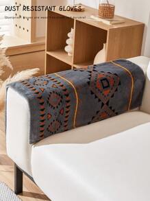 1pc Boho Stijl Pluche Bankhoes, Antislip 4 Seizoenen Universele Bedrukte Bankbeschermer, Huisdiervriendelijk Anti-Kras Bankkussen, Geschikt Voor Woonkamer, Slaapkamer, Kantoor