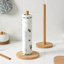 1 件纸巾架，木制纸巾和保鲜膜分配器，垂直纸巾卷架，纸巾架，厨房餐厅木制纸巾收纳架（因灯光原因颜色略有不同） - 卡其色 - 查看 11