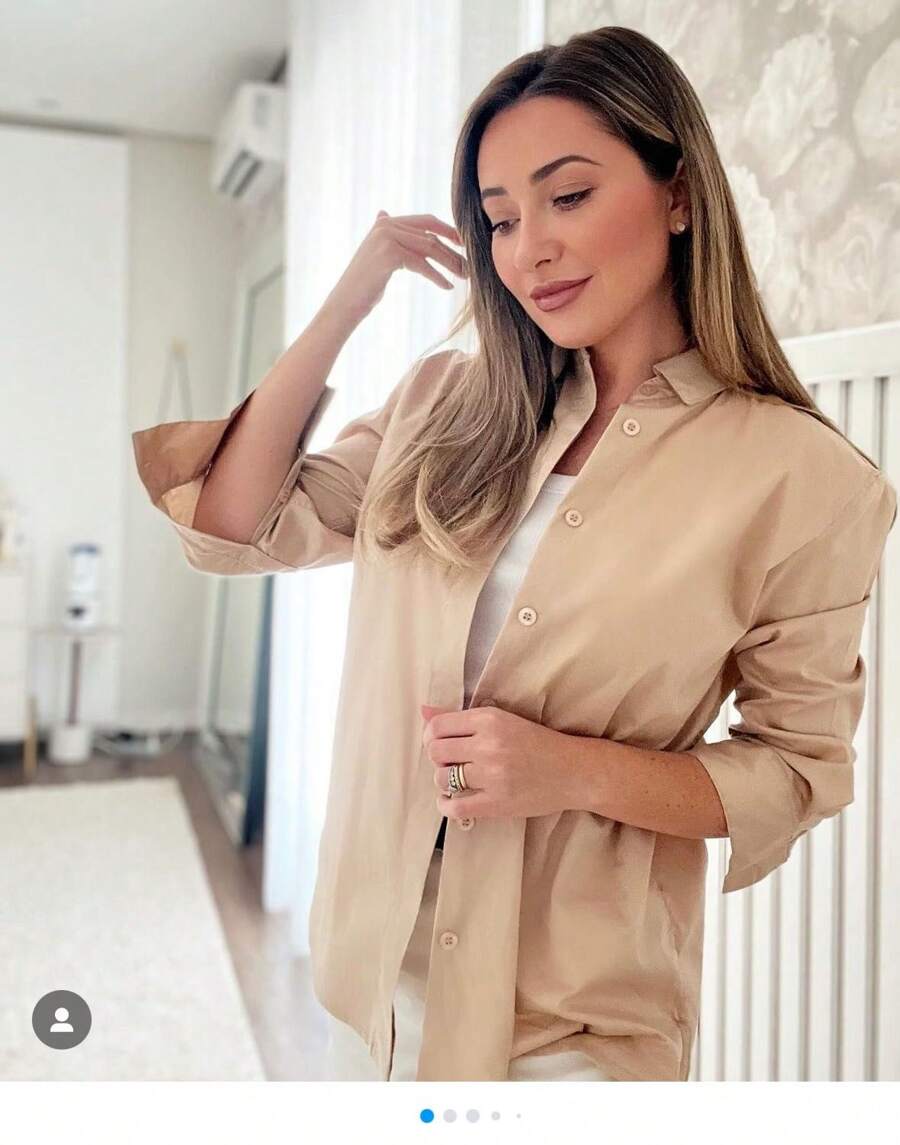 Slim Long Sleeve Shirt | T-Shirt | Evangelical Fashion | Women's Blouse | SOCIAL - 米色 - 查看 1