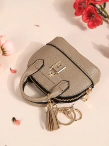 1pc New Style Coin Purse With Keychain For Women, Mini Simple Lovely Half-Moon Shaped Wallet, And Versatile Light Luxury Portable Bag For Car Keys, Korean Style