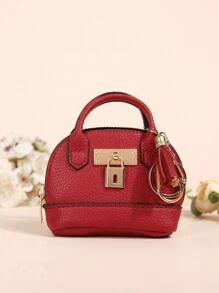 1pc New Style Coin Purse With Keychain For Women, Mini Simple Lovely Half-Moon Shaped Wallet, And Versatile Light Luxury Portable Bag For Car Keys, Korean Style