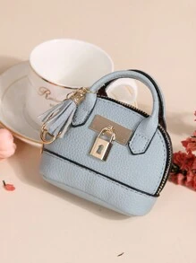 1pc New Style Coin Purse With Keychain For Women, Mini Simple Lovely Half-Moon Shaped Wallet, And Versatile Light Luxury Portable Bag For Car Keys, Korean Style