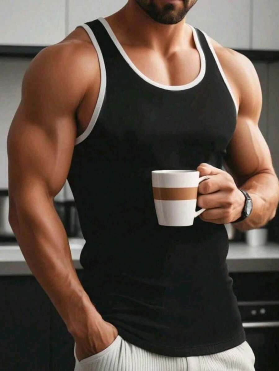 PREMIUM MEN'S AMERICAN RIBBED TANK TOP - màu đen - Xem 1