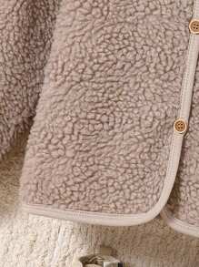 Chaqueta de primavera y otoño de moda para niñas, cárdigan con botones de peluche de unicolor, escote en V, manga larga, ropa exterior casual, cómoda y suave para todo uso, ropa de estilo callejero resistente al viento para exteriores