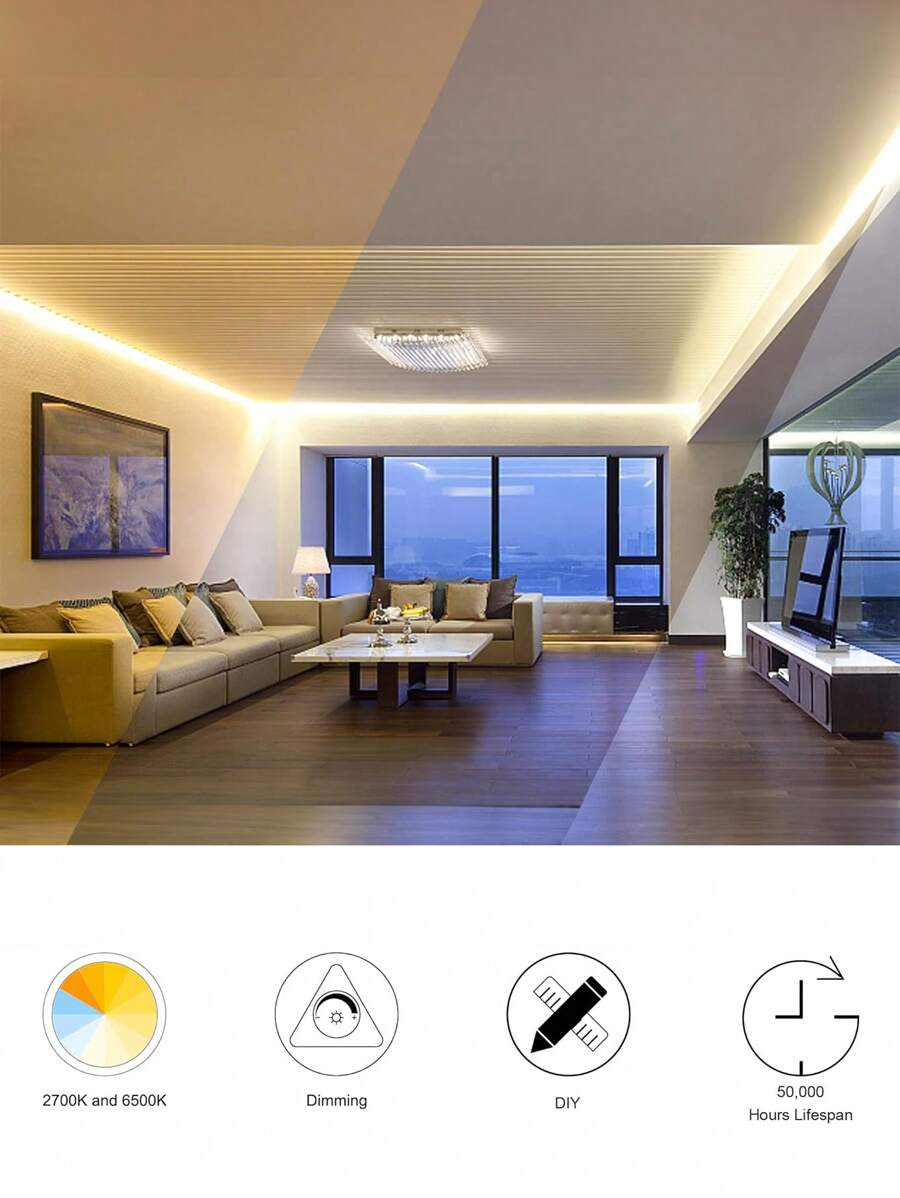 Acosh Neon COB LED Strip Cool To Warm White CCT Tunable LED Light USB