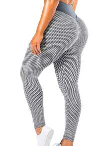 Scrunch Butt Lifting Workout Leggings For Women High Waisted Yoga Pants Tummy Control Lift Gym Booty Tights - Grey - View 2