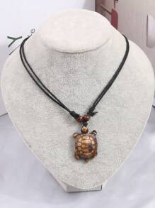 1pc Fashionable  Simple Cute Turtle Pendant Necklace For Men - Coffee Brown - View 3