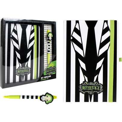 Netflix Beetlejuice Stylo à bille Ensemble de papeterie sous licence officielle Premium Desk Kit – Ensemble de papeterie parfait pour l'école