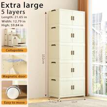 Caixa organizadora dobrável para armário, sala de estar, baú de brinquedos, armário de cozinha, armário para lanches, armário de banheiro, armário de armazenamento simples e luxuoso de plástico com várias camadas - tipo gaveta espaçosa, organizador de brinquedos e artigos diversos para L
