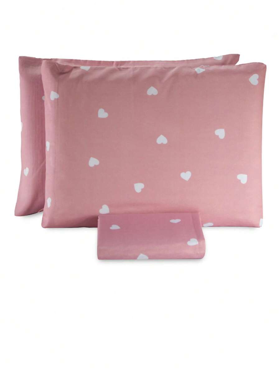 3-Piece King Size Sheet Set Cotton Percale 150 Thread Count Essencialle - Xanh và trắng - Xem 1