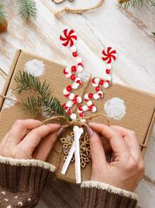 10 đồ trang trí cây thông Noel, đồ trang trí hình que kẹo xoăn, cành cây màu đỏ và trắng để trang trí ngày lễ, vòng hoa, bình hoa và đồ thủ công - đồ trang trí bằng nhựa đa năng, không cần nguồn điện, thích hợp cho nhiều lễ hội - Đỏ và trắng - Xem 6