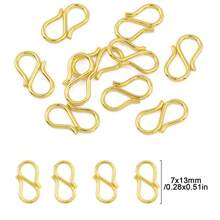 20 pièces Connecteurs en acier inoxydable dorés/argentés en forme de S de 8 mm, fournitures de fabrication de bijoux DIY pour bracelets, colliers, porte-clés, projets d'artisanat