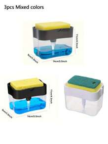 1/3 件装皂液器泵瓶，带海绵架，塑料液体皂液挤压容器，厨房洗碗皂液器，水槽配件，高效清洁工具 - 皂液器 - 查看 17