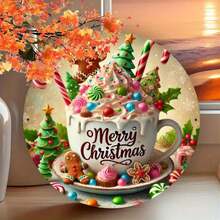 1pc 8x8 Inch Vintage Christmas Coffee Metal Wall Art - Biển báo trang trí thu hút sự chú ý, thích hợp cho nhà, vườn, hiên nhà, v.v. - Quà tặng hoàn hảo cho ngày lễ - Nhiều màu - Xem 4