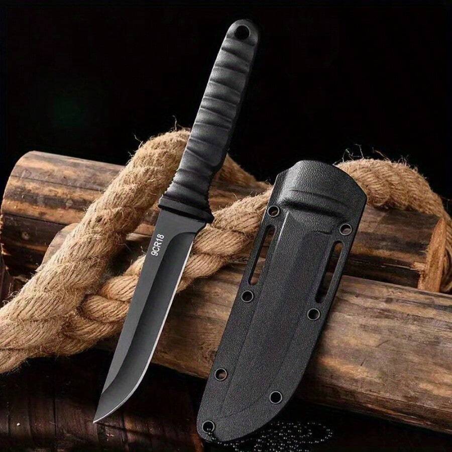 1pc High Hardness Sharp Knife, Multi-Purpose Knife, Portable Fruit Knife, Barbecue Camping Knife - 黑色 - 查看 1