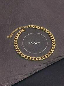 1pc Steel Electroplated 18K Minimalist Style Chain Bracelet For Men, Chain, Hip-Hop And Sport Design, Suitable For Parties, Daily Wear, Holiday Graduation Gifts