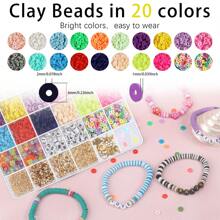 Kit de 4015 piezas para hacer pulseras con cuentas de arcilla, set de accesorios combinados para hacer collares, brazaletes y pendientes con cuentas planas de estilo preppy, un regalo de de cuentas de barro con estética bohemia