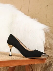 New Stylish Women Mid Heel Pointed Toe High Heels, Fashion Versatile Pumps