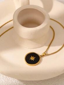 1 件项链，带防水防污天然石吊坠，甜美颈链风格 - 彩色 - 查看 1