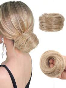 凌乱发髻 直发髻 接发 迷你橡皮筋发髻 发圈 合成甜甜圈 假发配件 高发髻 - 彩色 - 查看 21