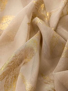 1 szt. Romantyczna prosta kolorowa zasłona w kształcie liścia z kwiatowym wzorem, teksturowana, w stylu lnianym, do salonu, sypialni, balkonu, dekoracji okien - Beżowy - Zobacz 7