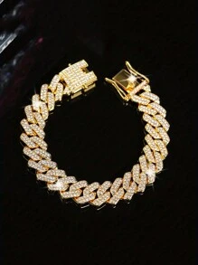 kuuioe 1件炫彩嘻哈水钻项链 女士链条手链 男女通用 时尚前卫珠宝 适合说唱歌手