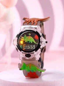 1 buah/Set Jam Tangan Elektronik dengan Tali Silikon Warna Makaron Motif Dinosaurus 3D Lucu, Cocok Sebagai Hadiah Ulang Tahun, Hadiah Halloween - MultiWarna - View 6