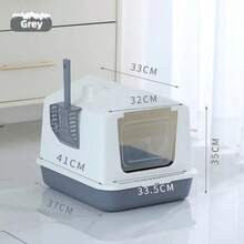 Hộp vệ sinh cho mèo lớn, kín hoàn toàn, kiểu nhà tuyết, chống bắn tung tóe và khử mùi cho mèo con - Nhiều màu - Xem 9