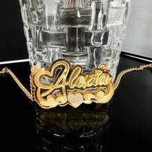 Personalized Acrylic Gold Name Necklace, Custom Letter Name Necklace, Nameplate Pendant, Christmas/Thanksgiving Gift For Women