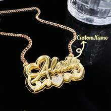 Personalized Acrylic Gold Name Necklace, Custom Letter Name Necklace, Nameplate Pendant, Christmas/Thanksgiving Gift For Women