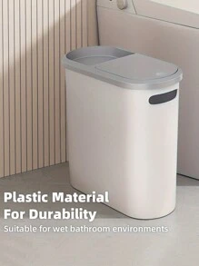 1pc Bathroom Trash Can, Home Creative Crevice Garbage Bin, Pedal Lid Garbage Can, Minimalist Waste Paper Basket, Large Capacity Trash Bin, Household Essential, Cleaning Supplies Home Bathroom Decor Bathroom Organizer Fall Decor Back To School