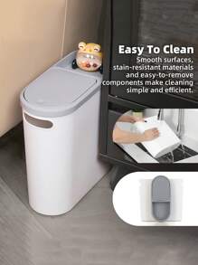1pc Bathroom Trash Can, Home Creative Crevice Garbage Bin, Pedal Lid Garbage Can, Minimalist Waste Paper Basket, Large Capacity Trash Bin, Household Essential, Cleaning Supplies Home Bathroom Decor Bathroom Organizer Fall Decor Back To School