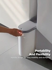 1pc Bathroom Trash Can, Home Creative Crevice Garbage Bin, Pedal Lid Garbage Can, Minimalist Waste Paper Basket, Large Capacity Trash Bin, Household Essential, Cleaning Supplies Home Bathroom Decor Bathroom Organizer Fall Decor Back To School