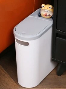 1pc Bathroom Trash Can, Home Creative Crevice Garbage Bin, Pedal Lid Garbage Can, Minimalist Waste Paper Basket, Large Capacity Trash Bin, Household Essential, Cleaning Supplies Home Bathroom Decor Bathroom Organizer Fall Decor Back To School