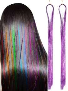 1 Piece Of Shiny Glitter Hair Extensions For Women Hippie Weave Headdress Hair Weaving Tool Length 100 Cm - Multicolor - View 12