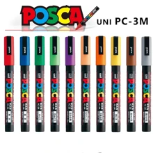 UNI PC-1M PC-3M Feutre Acrylique Marker Pen Poster Graffiti Marker Advertising Pen Waterproof Student Office Supplies Painting Art Pens Back To School