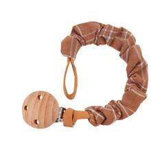 1pc Infant Fashion Printed Grid, Polka Dot & Striped Pacifier Clip & Wooden Pacifier Clip, Daily Use - Multicolor - View 27