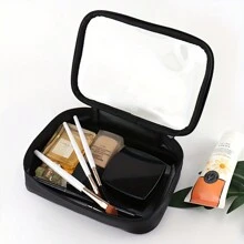 Transparent Mesh Makeup Bag, Waterproof, Large Capacity, Travel Cosmetic Organizer Pouch For Women Cosmetic Bag Makeup Storage Makeup Organizer Travel Accessories Brush Bag Make Up Container Travel Stuff Travel Essentials Ladies Accessories Travelling Stuff College Vacation Cruise Summer Holiday Essentials Women Wash Bag Toiletries Bag Handbag Storage