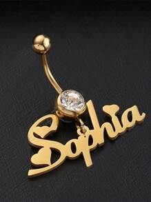 Custom Name Belly Ring, Zirconia Belly Ring, Customized Navel Ring, Belly Button Ring, Personalized Name Belly Ring, Gift For Her. Birthday Gifts Valentine's Day Gifts Valentines